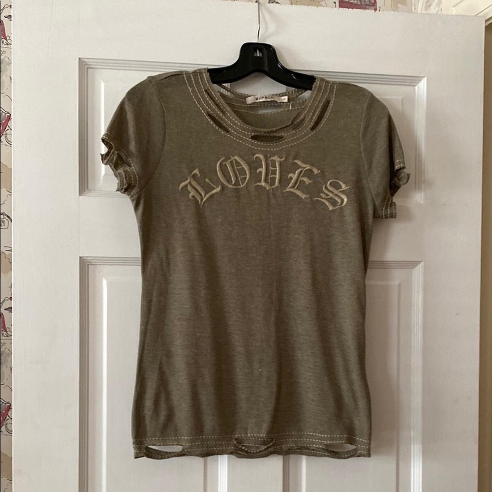 MurMur Olive Green Knit Tee. Sz.S